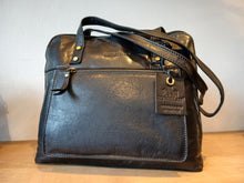 Rowallan Black Leather Twin Handle Shoulder Bag