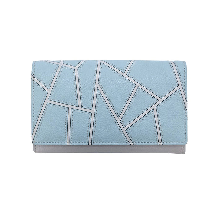 Aspen Flapover Matinee Leather Purse - Blue