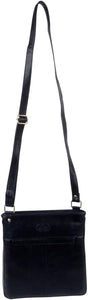 Leather Shoulder/ Cross Body Bag - Black