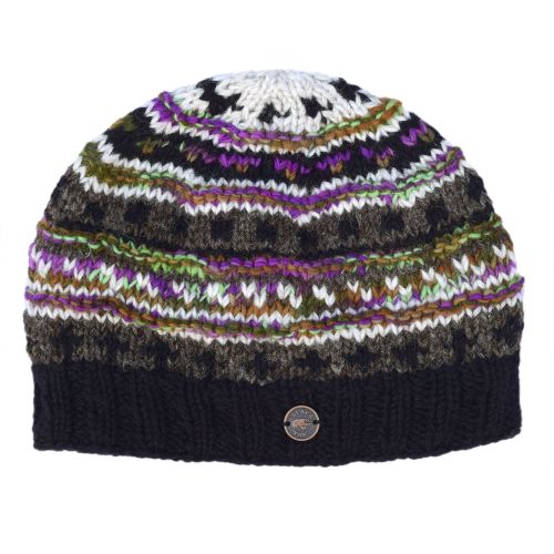 Pure Wool - Ridge Tie Dye Beanie - Black Thistle