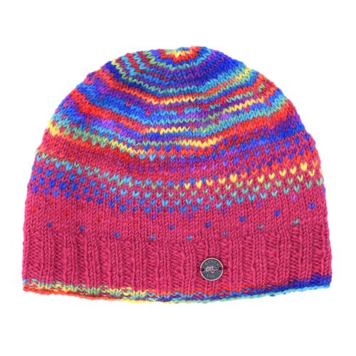 Pure Wool - Hand Knit Solar Tick Beanie Raspberry