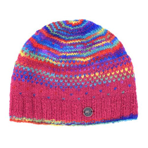 Pure Wool - Hand Knit Solar Tick Beanie Raspberry