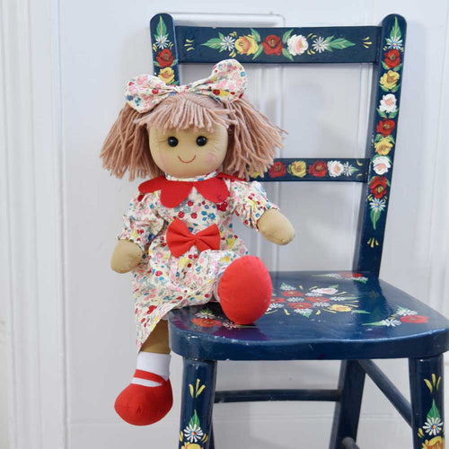 Rag Doll with Printed Dress - Red