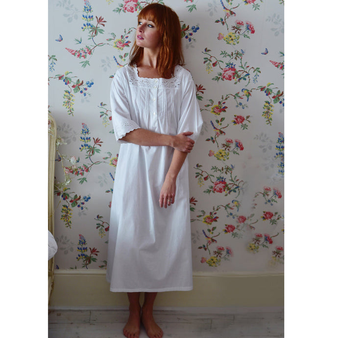 Ruth - Ladies White Cotton Nightdress