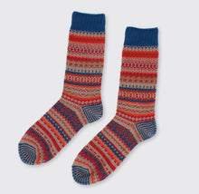 Hectors Men`s Fairisle Socks Red/ Blue