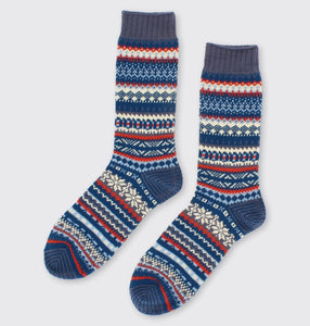 Hectors Men`s Fairisle Socks - Navy