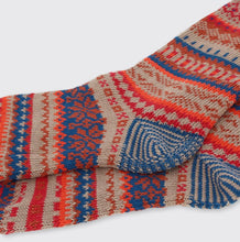 Hectors Men`s Fairisle Socks Red/ Blue