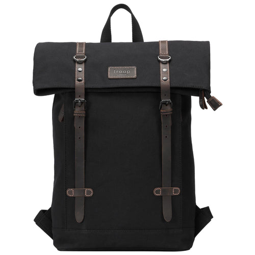 Troop London Heritage Canvas Laptop Backpack - Black