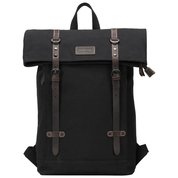 Troop London Heritage Canvas Laptop Backpack - Black
