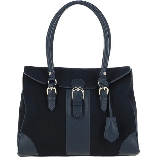 Navy Blue Suede Tote Bag