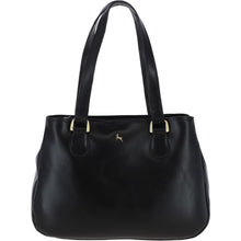 Ladies Three Section Leather Black Shoulder Bag