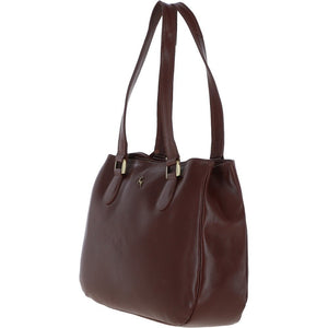 Ladies Three Section Leather Chestnut Shoulder Bag