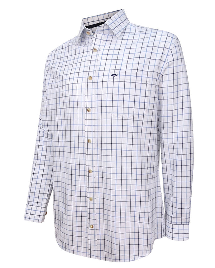 Viscount Premier Tattersall Shirt - White/Navy Check