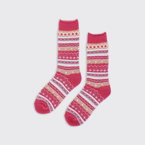 Chloe Fairisle Super Soft Socks - Green / Ochre