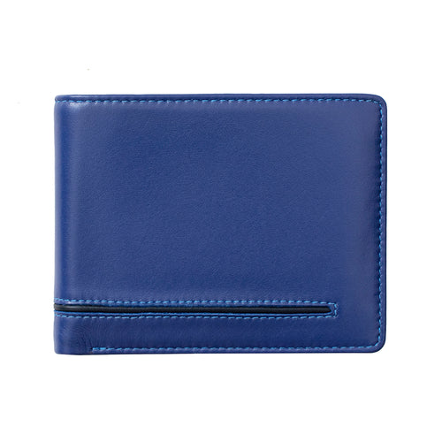 Two-Tone Leather Bifold Wallet Blue-Navy