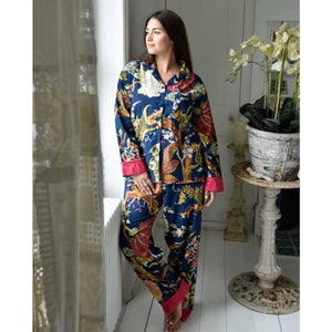 Ladies Blue Carnation Print Cotton Pyjamas