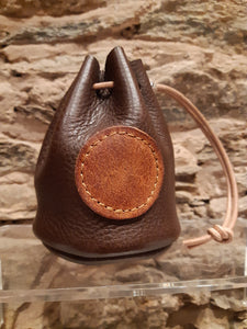 Handmade Dark Brown - Coach Urban Hide Circle Leather Coin Pouch