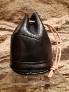 Handmade Black Leather Coin Pouch