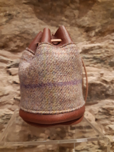 Handmade Brown Leather Drawstring Coin Pouch