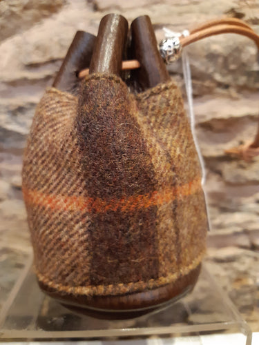 Handmade - Dark Brown Leather Drawstring Coin Pouch