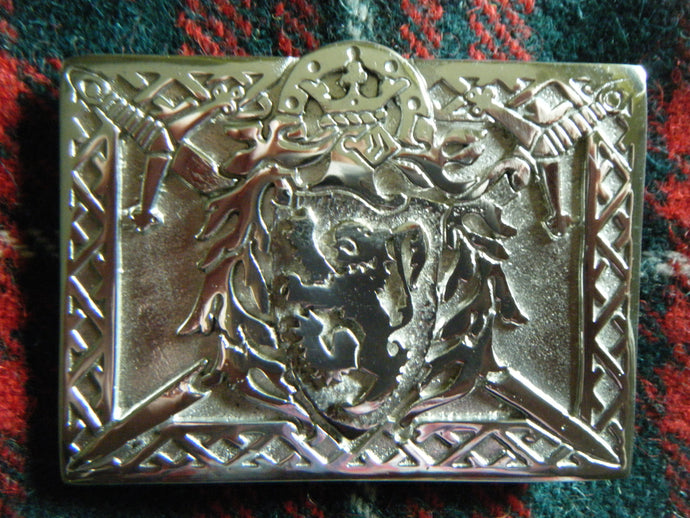 Handmade Kilt Belt Buckle Pewter Heraldic Rampant Lion
