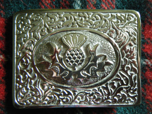 Handmade Scottish Kilt Belt Buckle Pewter - Thistle