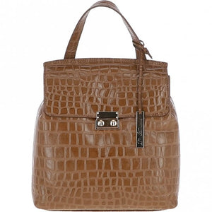 Crocodile Print Leather Backpack