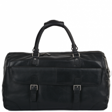 Black Leather Travel - Holdall Bag