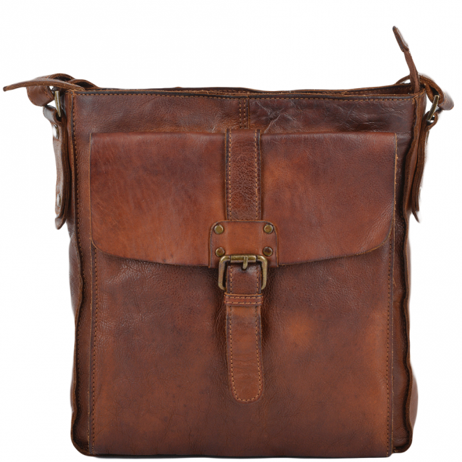 Gents Vintage Wash Leather Bag - Rust