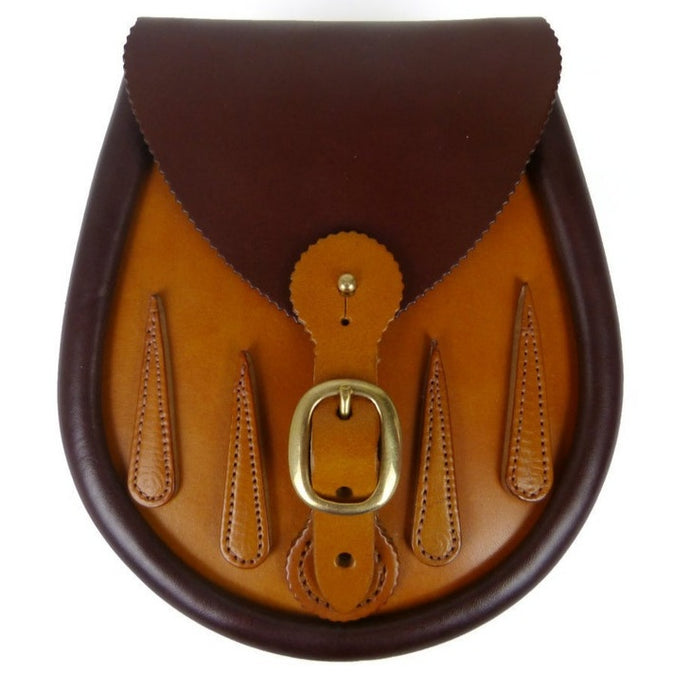Herd of Sporrans - Handcrafted Tan & Chestnut Brown Buckle Teardrop Leather Lomond Sporran
