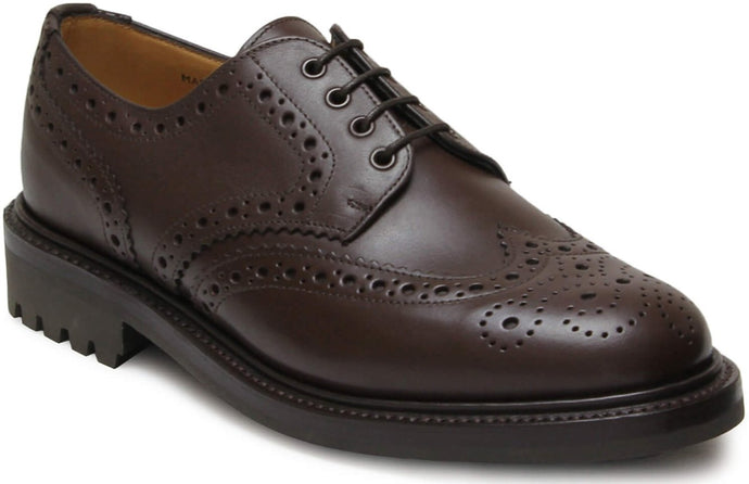 Sanders Waxy Chocolate Derby Brogue Shoes