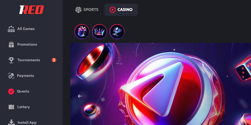 1Red Casino homepage