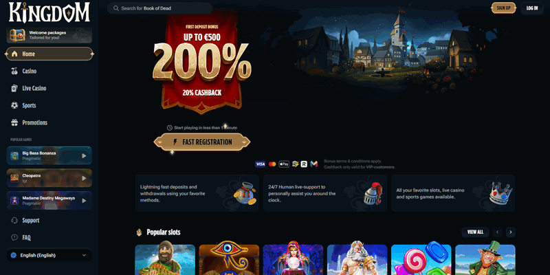 Kingdom Casino homepage